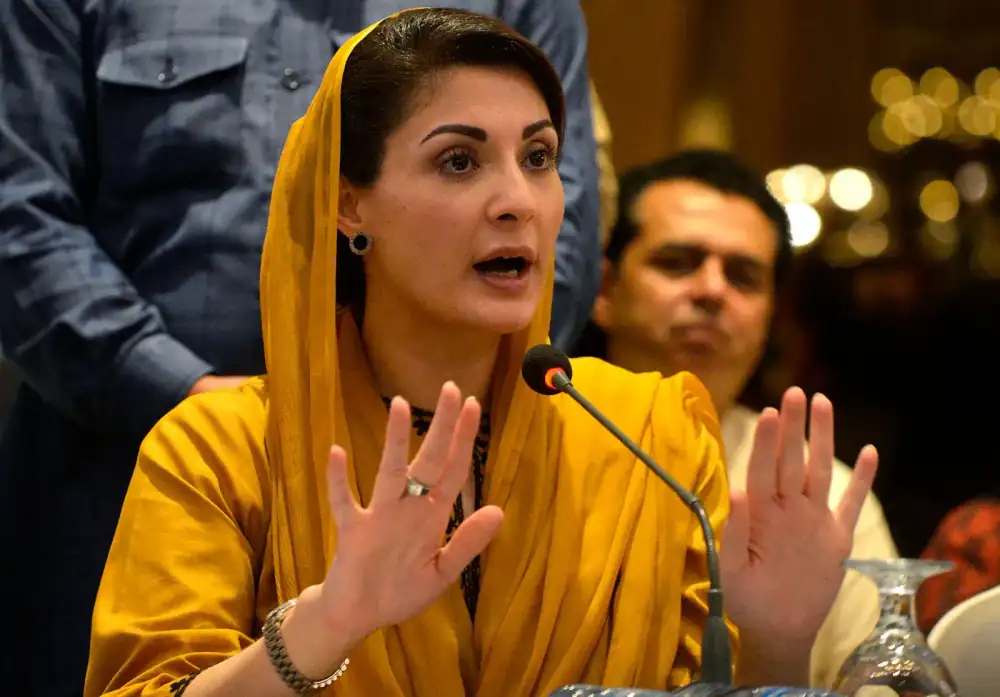 Maryam Nawaz Sharif delivering a speech